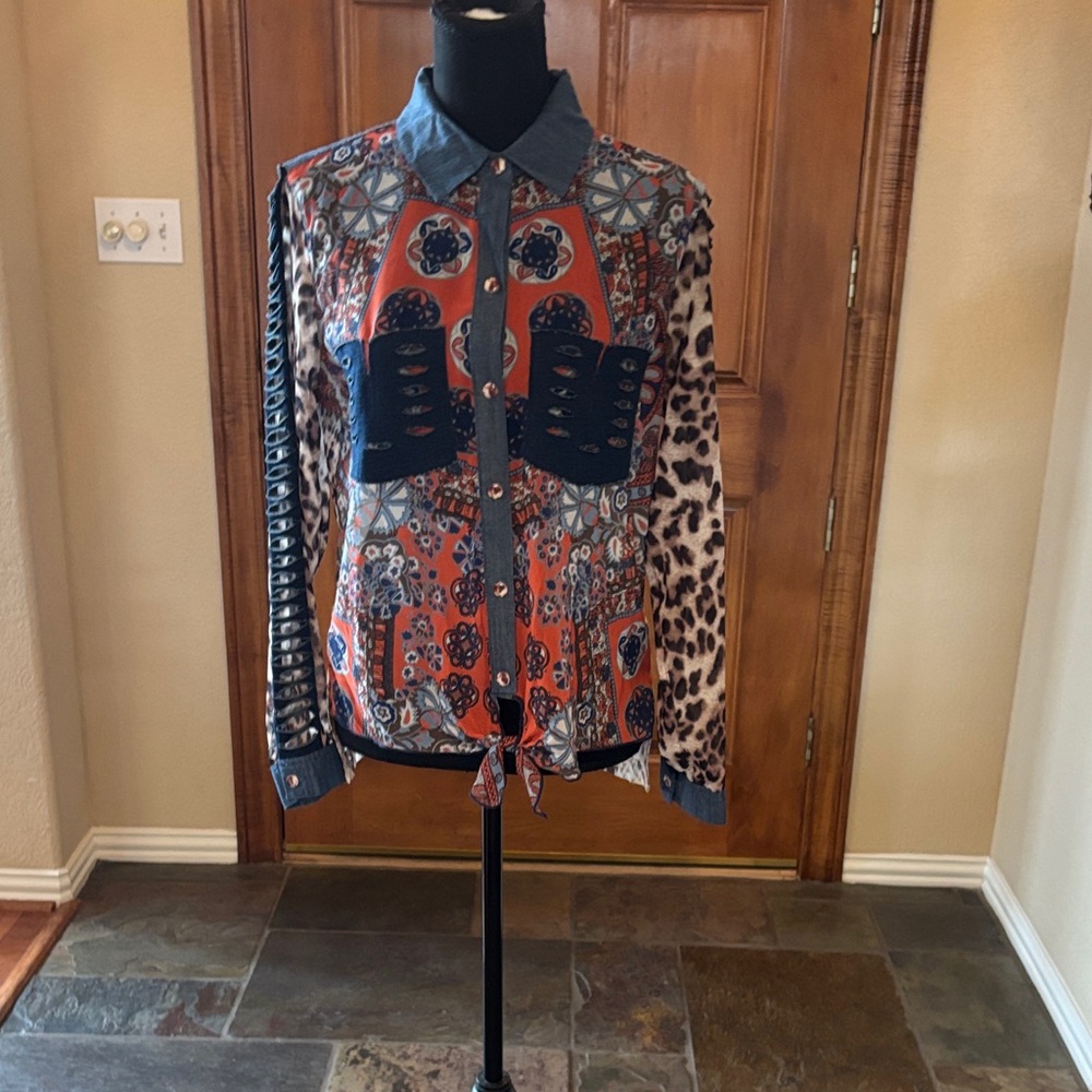 Colorful Patterned Button-Up Shirt - Picture 1 of 4